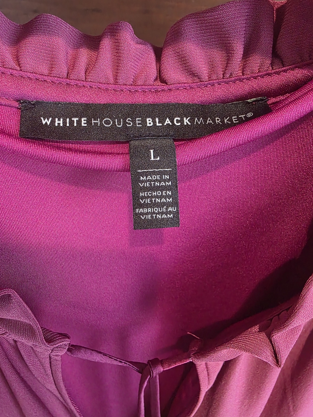White House Black Market Magenta Tie-Neck Sleeveless Camisole - Picture 3 of 6